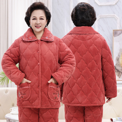 冬季加厚珊瑚绒保暖睡衣套装