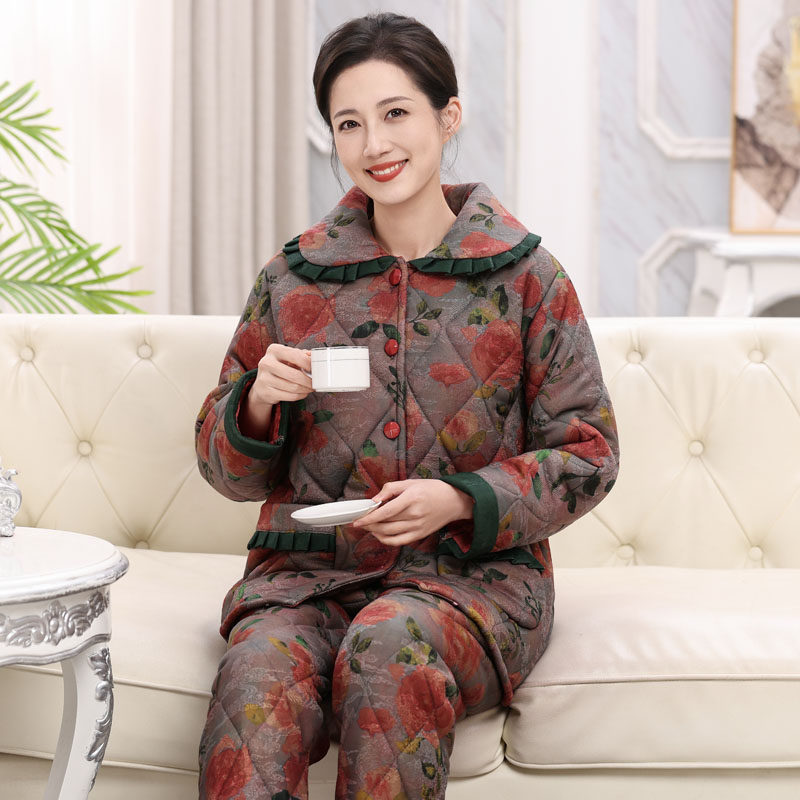 施黛莉妈妈冬季加厚加绒睡衣
