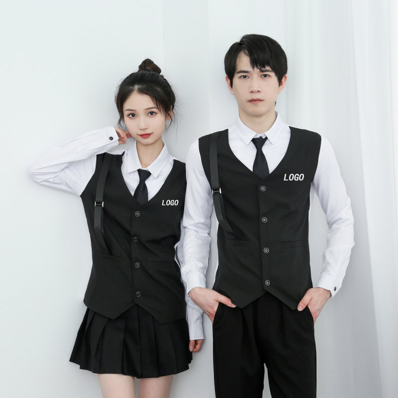 发型师KTV夜场少爷服装男女假两件衬衫酒吧夜总会服务logo定制图