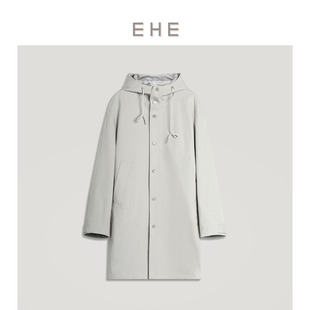 时尚 按扣开衩 通勤连帽风衣男 春夏新款 EHE男装