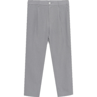 EHE男装 夏季新款烟灰色薄款小直筒简约轻商务休闲西裤男裤子