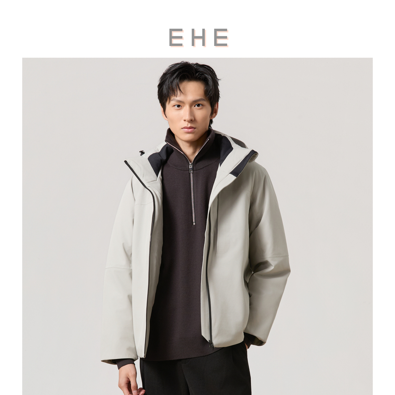 EHE90%白鸭绒短羽绒服男