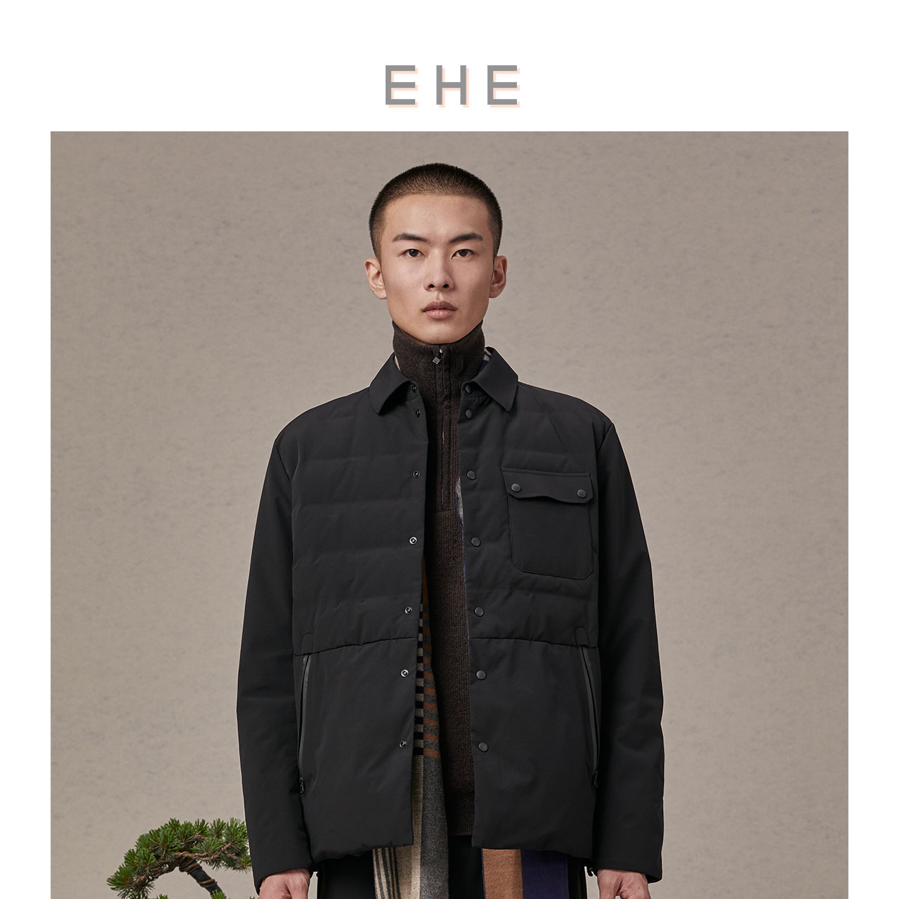 EHE男装90%白鸭绒短款羽绒服男