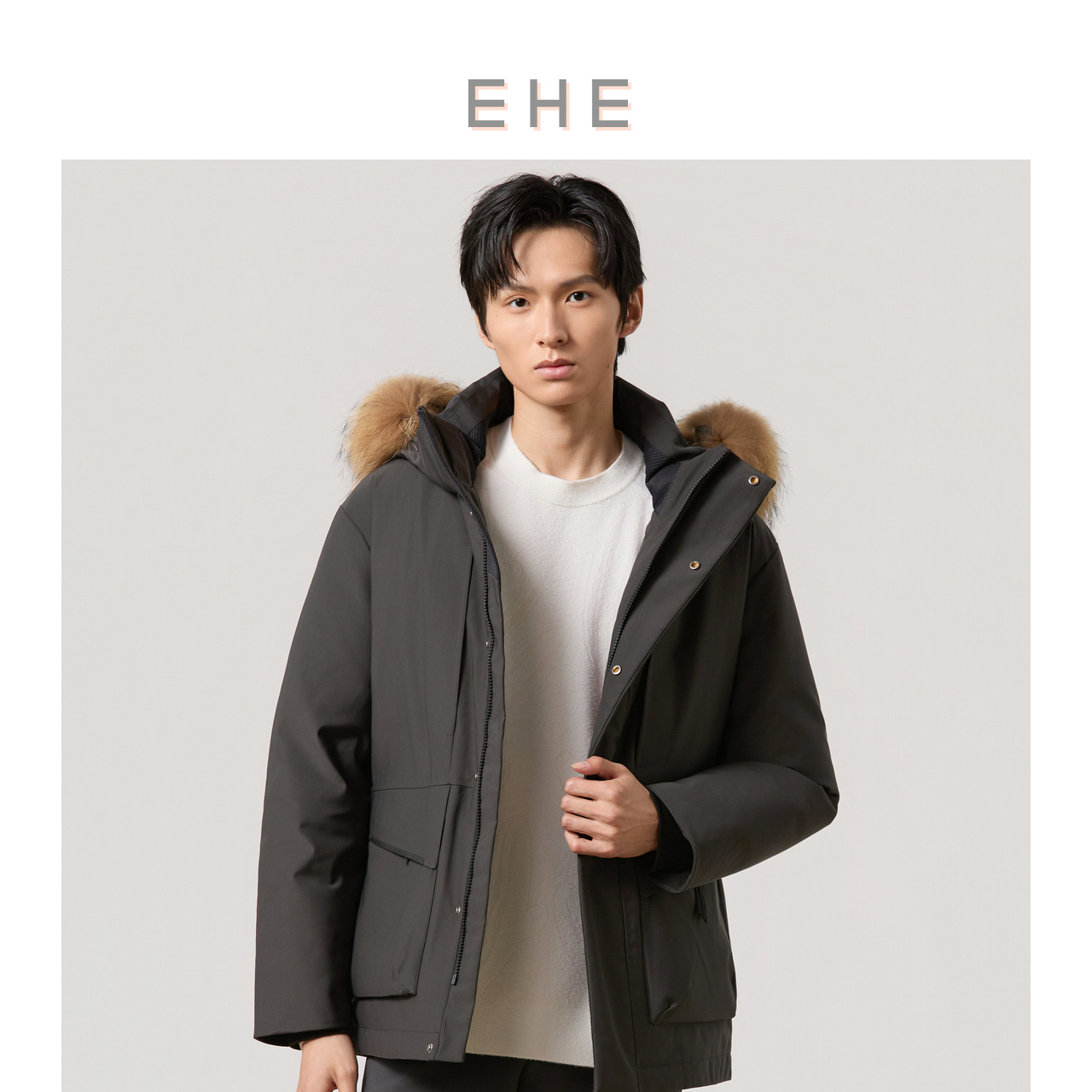 EHE【90%绒子含量】中长款白鹅绒