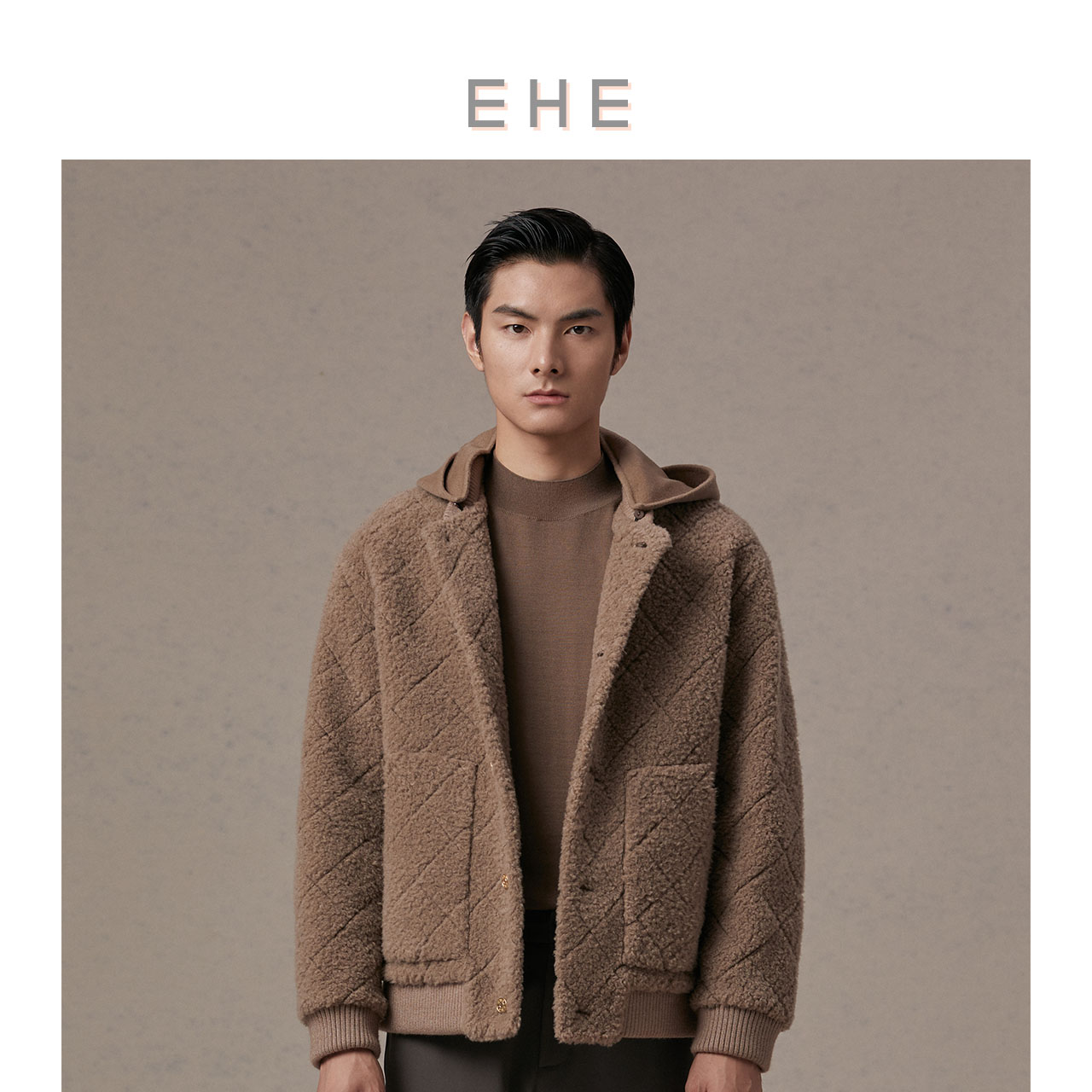 EHE男装100%绵羊毛皮毛服男