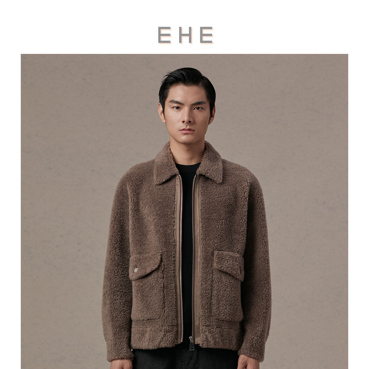 EHE男装100%绵羊毛皮毛一体毛服