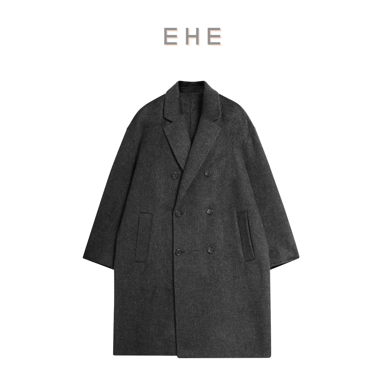 EHE男装绵羊毛牦牛绒高阶宽松复古廓形毛呢大衣男2025秋冬新款