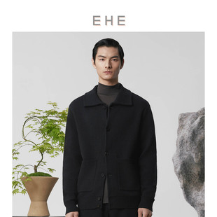 澳洲巴素兰美丽诺羊毛毛织外套翻领开衫 新款 男 2024冬季 EHE男装