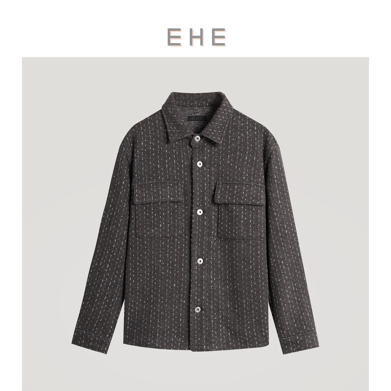 EHE羊毛粘纤混纺衬衫式外套男