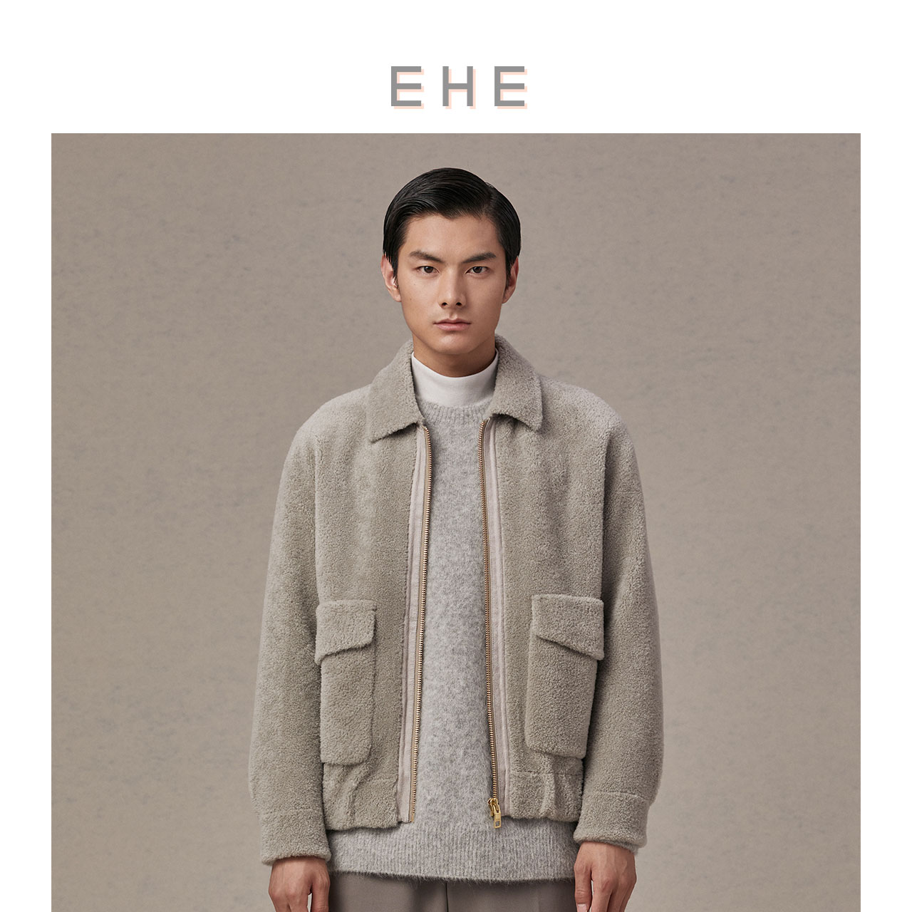 EHE男装100%绵羊毛皮毛服男