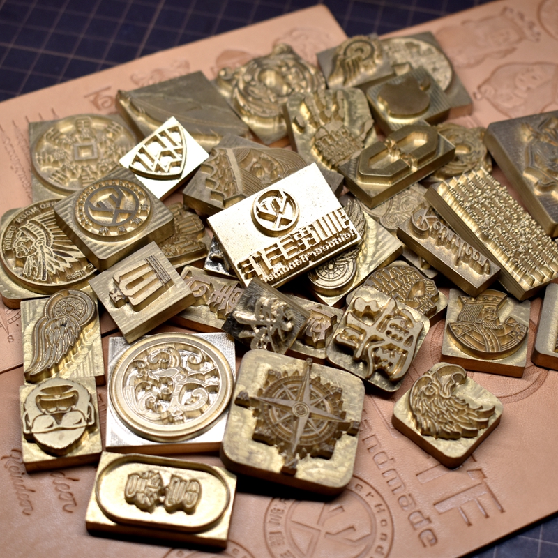 铜模压印定制服务手工皮具铜模压印汉字LOGO图案字母数字专拍链接