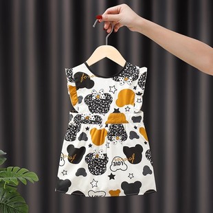 护衣婴儿反穿围兜 外穿围裙宝宝夏季 无袖 儿童罩衣吃饭防水防脏裙式