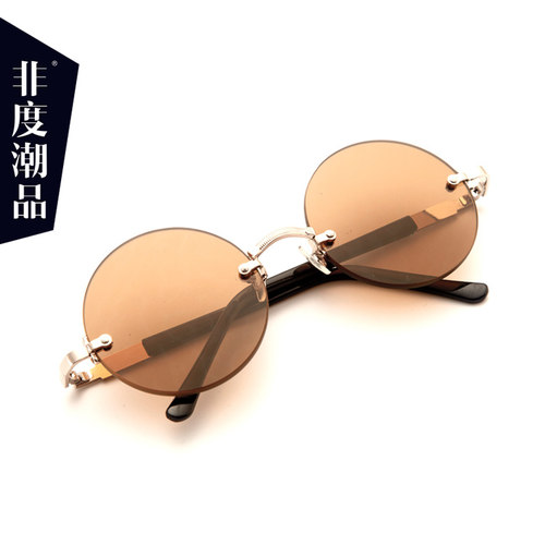 复古圆形茶色水晶眼镜护目墨镜