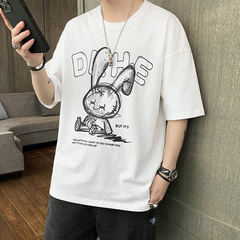 M-8xl large neutral short sleeve cartoon printing summer T-shirt fashion brand high quality pure cotton