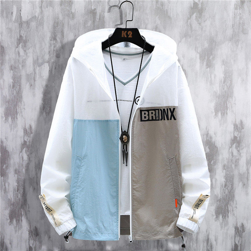 Summer patchwork hooded sunscreen clothing casual sunshade air conditioning clothing outerwear Korean version