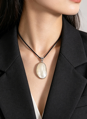 海螺抛光切片白色女士吊坠项链