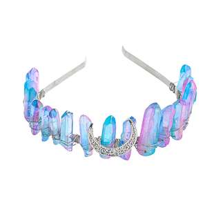 cosplay皇冠头天然水晶女王公主石英晶簇月亮能量手工加冕发饰