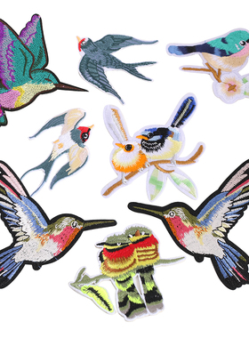 多彩小鸟系列刺绣布贴燕子蜂鸟精致生动手工diy衣服背包补丁配饰