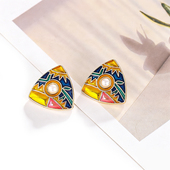 民族风复古小香风金属纽扣珐琅彩色三角形珍珠扣子外套开衫 装 饰扣