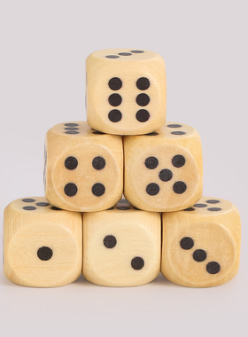 环保2cm木质骰子D6圆角点数筛子酒吧麻将棋RPG游戏道具积木健康
