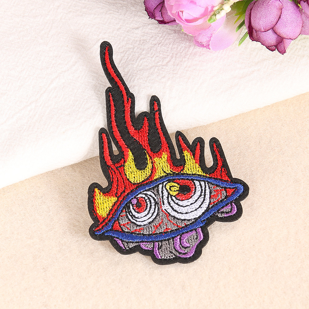卡通创意精品刺绣布贴眼球火焰儿童衣服书包个性装饰破洞补丁贴