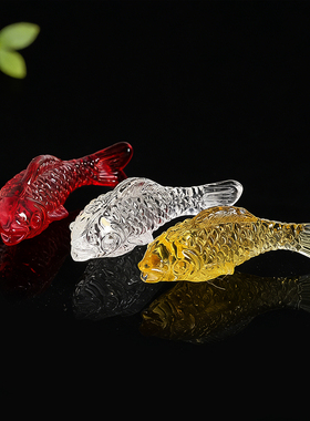 玻璃水晶锦鲤彩色琉璃鱼摆件金鱼