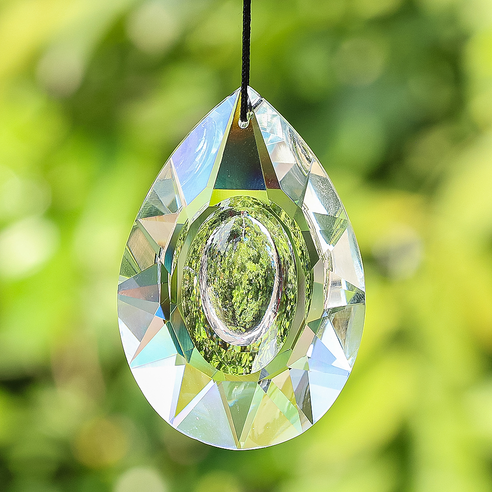 透明凹槽胖龙眼玻璃水晶棱镜吊坠