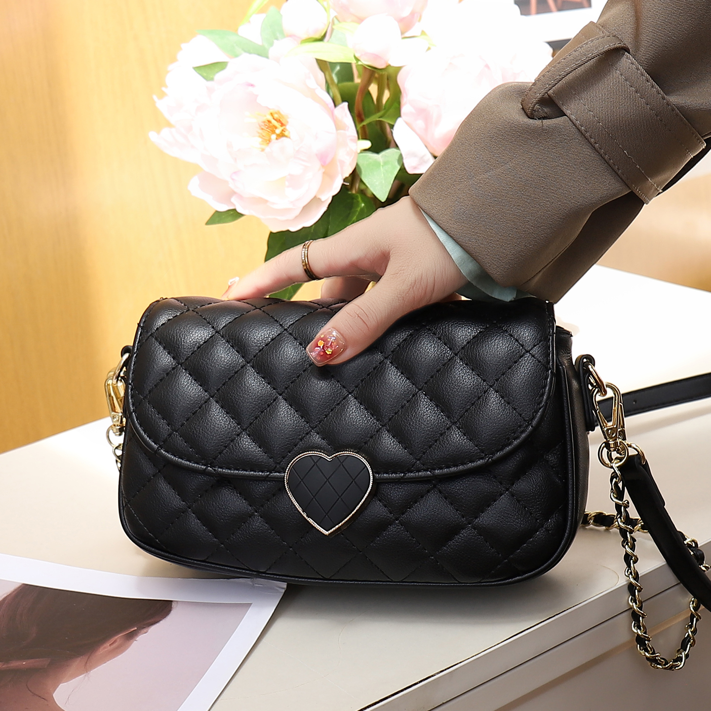 小香风菱格链条包2025新款简约