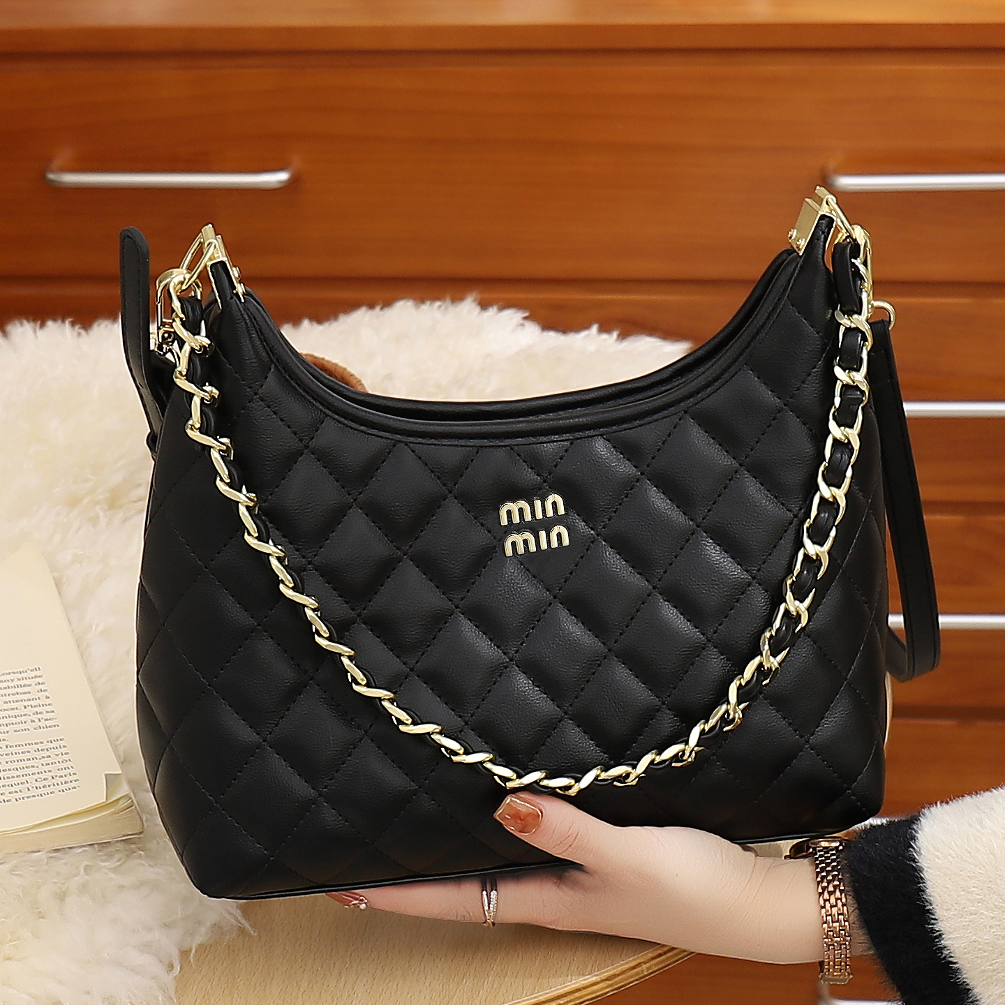 小香风菱格链条包2025新款斜挎包