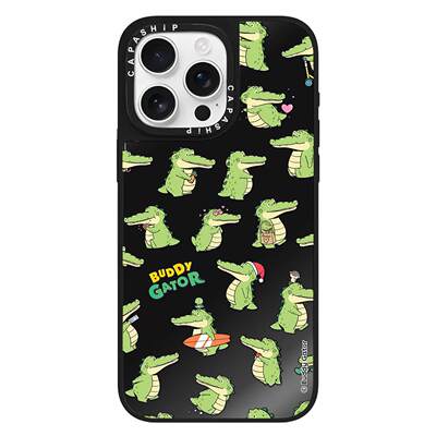 CASE适用苹果15iPhone14plus16黑色镜面13promax磁吸Buddy Gator17小鳄鱼xr手机壳12防摔11xs高级感保护套ti
