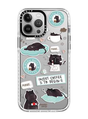 CASE适用苹果15iPhone14plus16亚克力13promaxMagsafe磁吸工作小黑猫17创意手机壳12防摔11高级感保护套ti