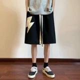 Спортивные летние шорты, дизайнерские черные штаны, в американском стиле, тренд сезона, свободный крой