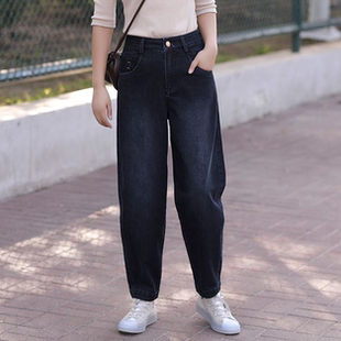 微弹气质显瘦休闲高档牛仔裤 春季 女宽松高腰哈伦老爹裤 香蕉裤 新款