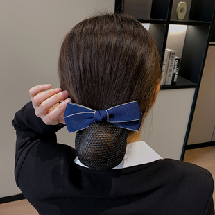 头花发网女护士职业盘发柜员空姐银行网兜服务员蝴蝶结新款发夹