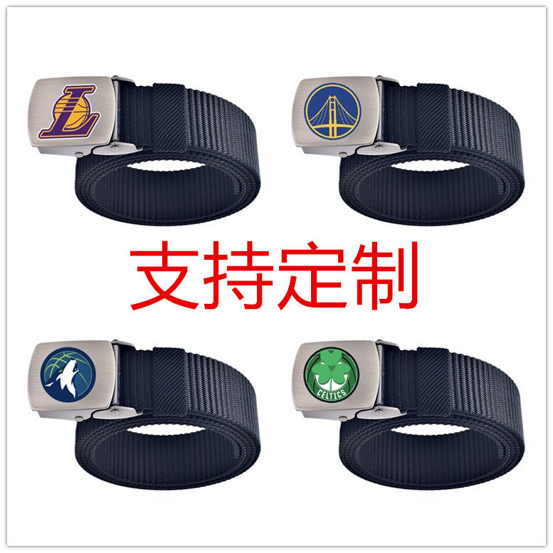 NBA球队湖人勇士腰带裤腰带青少年休闲学生男士男生百搭帆布皮带