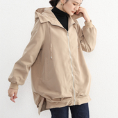 气质风衣宽松休闲中长款 秋冬韩版 连帽外套女长袖 外穿纯色显瘦上衣