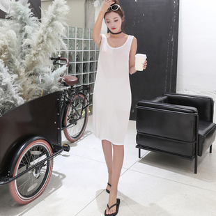2026夏背心裙女装莫代尔中长款打底衫春季宽松内搭吊带连衣裙大码