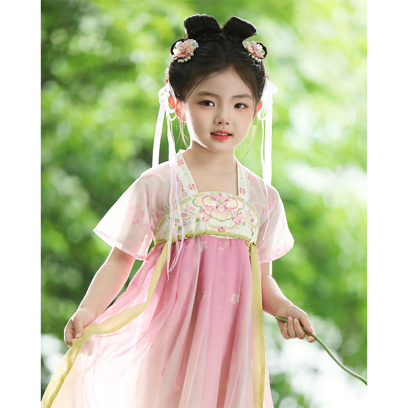 汉服女童2025新款儿童古风超仙襦裙大童女孩国风复古中秋节连衣裙