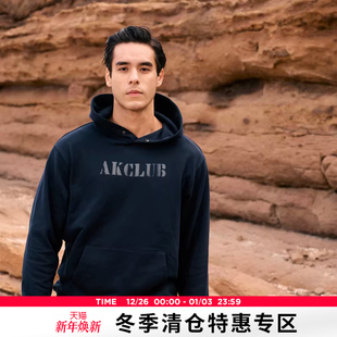 棉质毛圈复古LOGO印花连帽卫衣男 新款 AK男装 春季