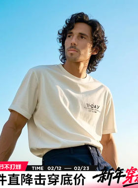 AK男装夏季新款VDAY系列复古合体版字母印花短袖T恤男圆领经典