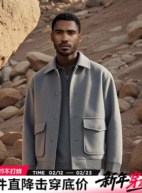 AK男装秋季新款复古A-2合体版飞行毛呢夹克男