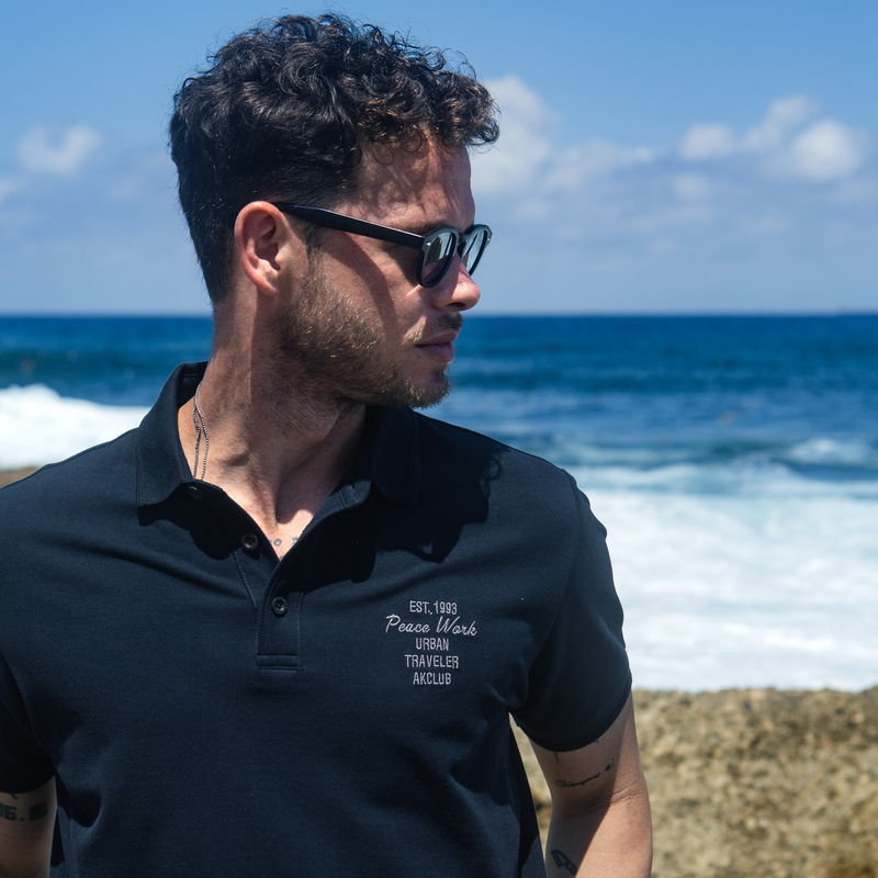 ak系列都市复古字母绣花翻领短袖