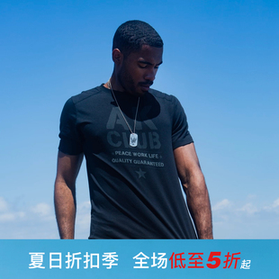 弹力亲肤透气排汗logo字母印花圆领T恤男 AK男装 夏季 新款 复古经典