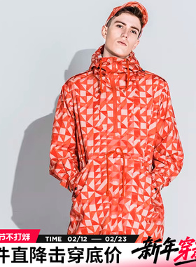 AK男装 春新款精锐系列AnniAlbers印花中长款连帽smock男士风衣