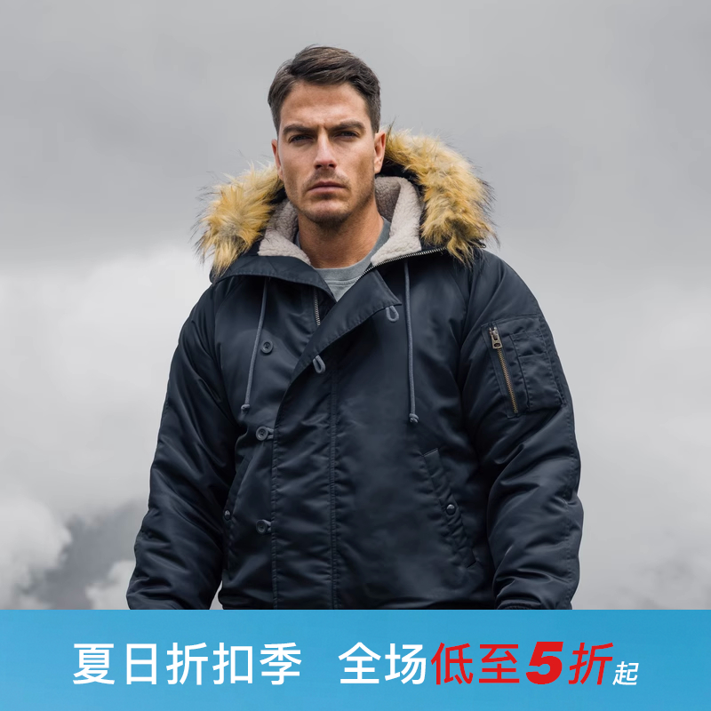 ak复古n2b飞行员连帽棉服