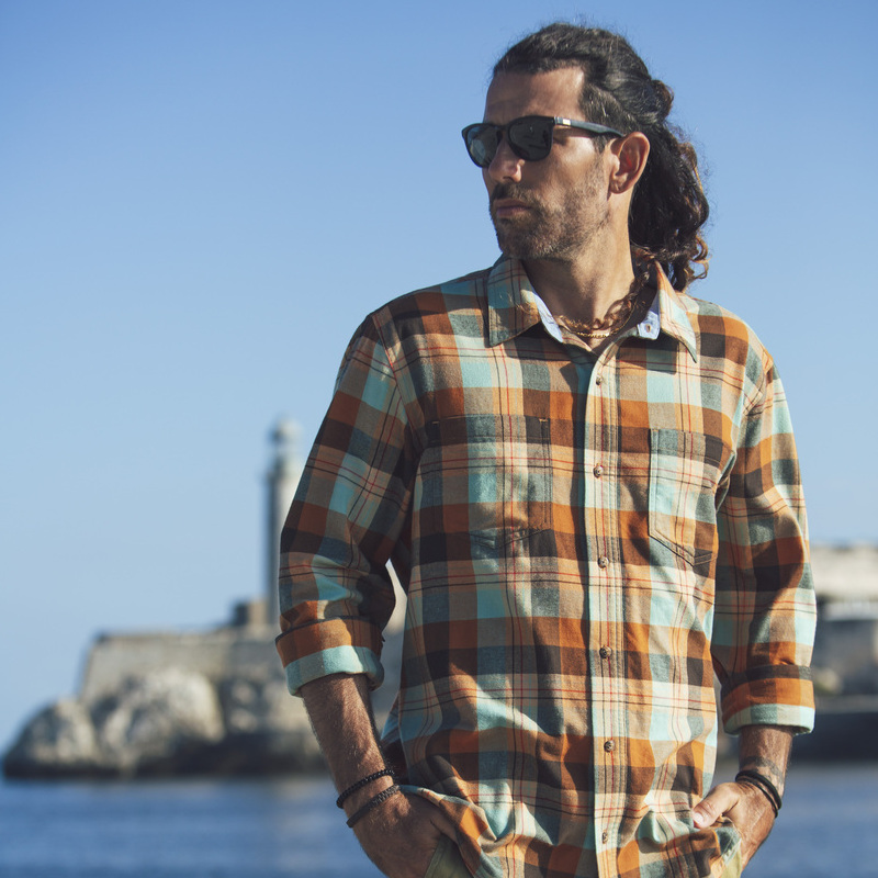 ak男装宽松休闲纯棉格子衬衫