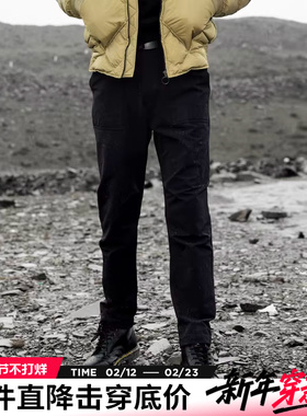 AK男装秋季新款户外机能高弹防风加绒腰带直筒工装裤休闲裤男