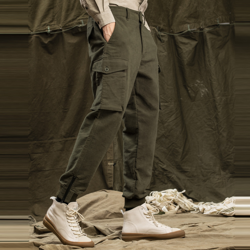 akclub新款复古罗纹收工长裤