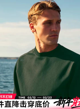 AK男装新款都市机能弹力印花圆领卫衣男