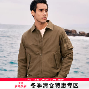 Vintage复古绒面Moleskin防风耐磨翻领飞行夹克男 新款 AK男装 春季